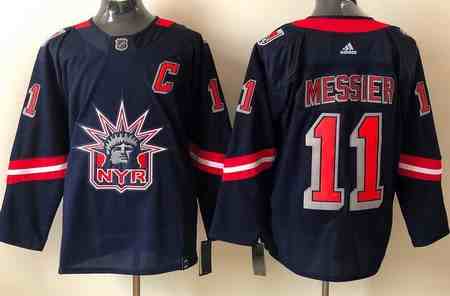 Men's New York Rangers #11 Mark Messier Navy 2021 Reverse Retro Authentic Jersey
