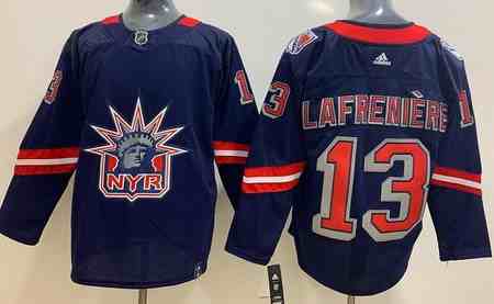 Men's New York Rangers #13 Alexis Lafreniere Navy 2021 Reverse Retro Authentic Jersey