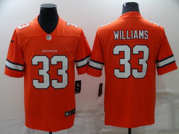 Men Nike Denver Broncos 33 Javonte Williams Orange Color Rush Vapor Limited Jersey