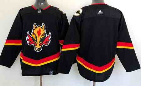 Men's Calgary Flames Blank Black 2021 Reverse Retro Authentic Jersey