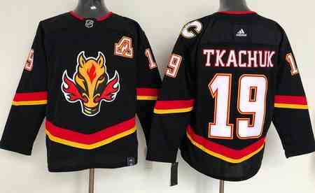 Men's Calgary Flames #19 Matthew Tkachuk Black 2021 Reverse Retro Authentic Jersey