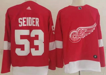 Men's Detroit Red Wings #53 Moritz Seider Red Authentic Jersey