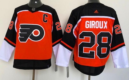 Men's Philadelphia Flyers #28 Claude Giroux Orange 2021 Reverse Retro Authentic Jersey