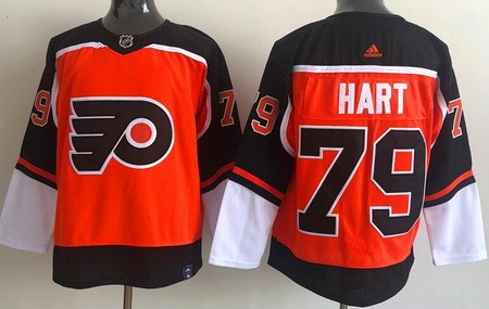 Men's Philadelphia Flyers #79 Carter Hart Orange 2021 Reverse Retro Authentic Jersey