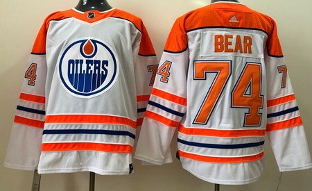 Men's Edmonton Oilers #74 Ethan Bear White 2021 Reverse Retro Authentic Jersey