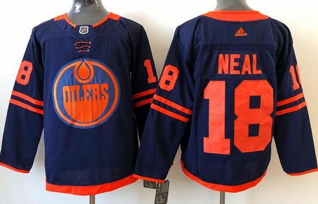 Men's Edmonton Oilers #18 James Neal Navy Alternate Authentic Jersey