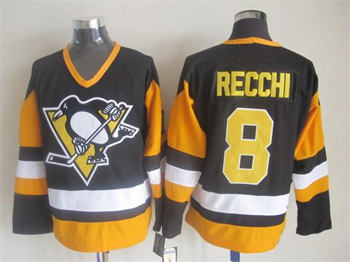 Men's Pittsburgh Penguins #8 RECCHI Black Throwback Jersey