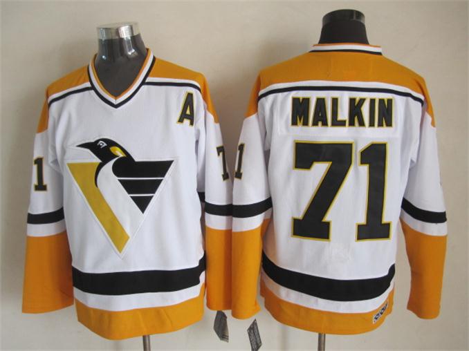 Men's Pittsburgh Penguins #71 Evgeni Malkin White 1992 Throwback Jersey