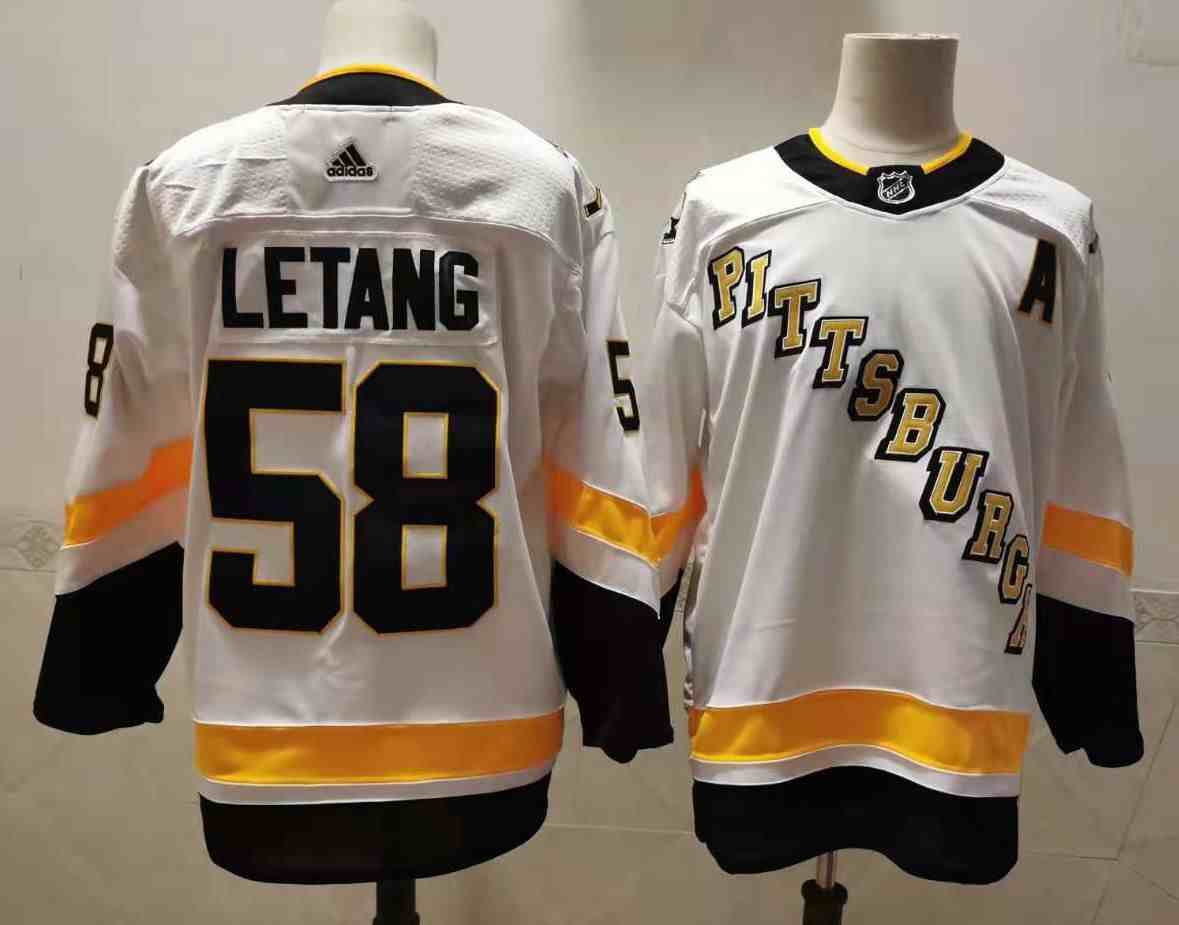 Men's Pittsburgh Penguins #58 Kris Letang White 2021 Reverse Retro Authentic Jersey