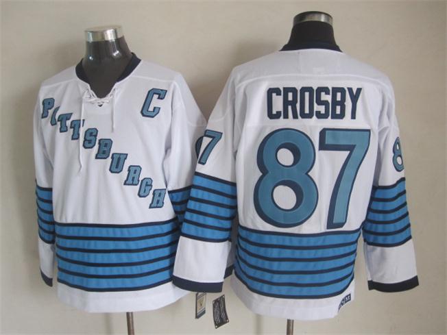 Men's Pittsburgh Penguins #87 Sidney Crosby White 1967 Throwback Jersey