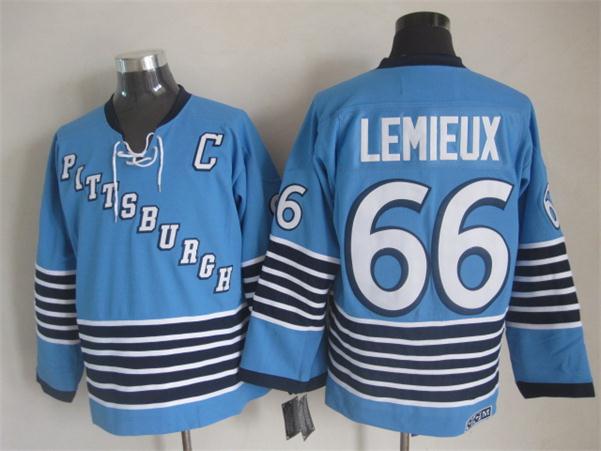 Men's Pittsburgh Penguins #66 Mario Lemieux Light Blue 1967 Throwback Jersey