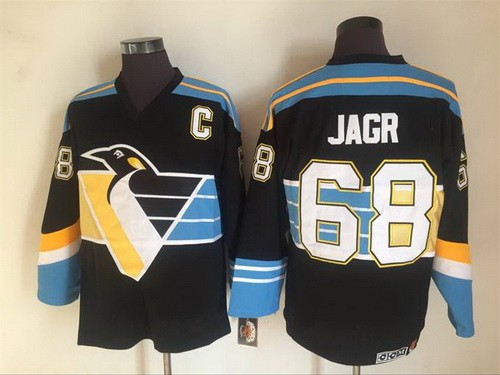 Men's Pittsburgh Penguins #68 Jaromir Jagr Black 1992 Throwback Jersey