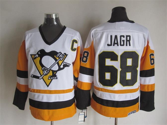 Men's Pittsburgh Penguins #68 Jaromir Jagr White Throwback Jersey