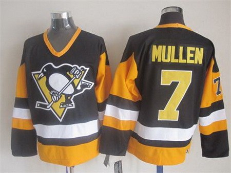 Men's Pittsburgh Penguins #7 Joe Mullen Black Throwback Jersey