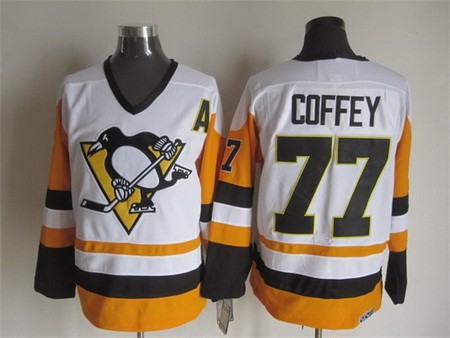 Men's Pittsburgh Penguins #77 Paul Coffey White Throwback Jersey