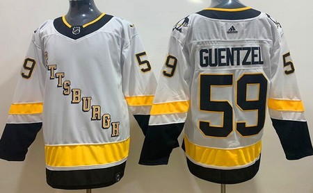Men's Pittsburgh Penguins #59 Jake Guentzel White 2021 Reverse Retro Authentic Jersey