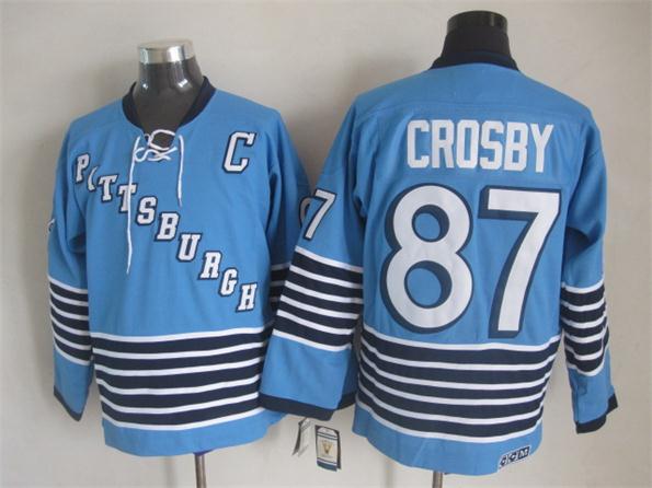 Men's Pittsburgh Penguins #87 Sidney Crosby Light Blue 1967 Throwback Jersey