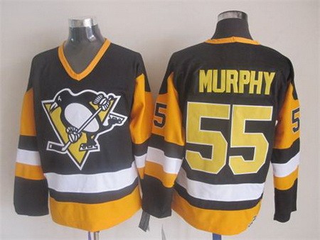 Men's Pittsburgh Penguins #55 Larry Murphy Black Throwback Jersey