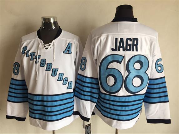 Men's Pittsburgh Penguins #68 Jaromir Jagr White 1967 Throwback Jersey