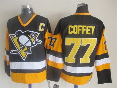 Men's Pittsburgh Penguins #77 Paul Coffey Black Throwback Jersey