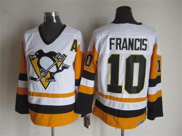 Men's Pittsburgh Penguins #10 FRANCIS White Throwback Jersey