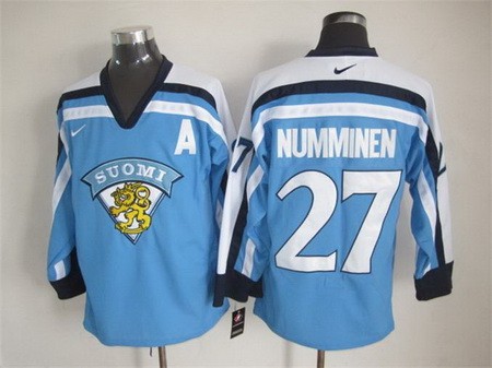 Men's Suomi #27 Teppo Numminen Light Blue Jersey