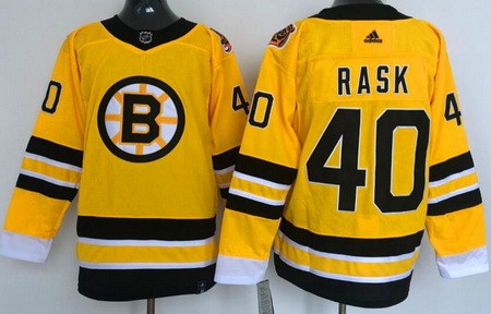 Men's Boston Bruins #40 Tuukka Rask Gold 2021 Reverse Retro Authentic Jersey