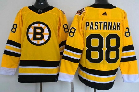 Men's Boston Bruins #88 David Pastrnak Gold 2021 Reverse Retro Authentic Jersey