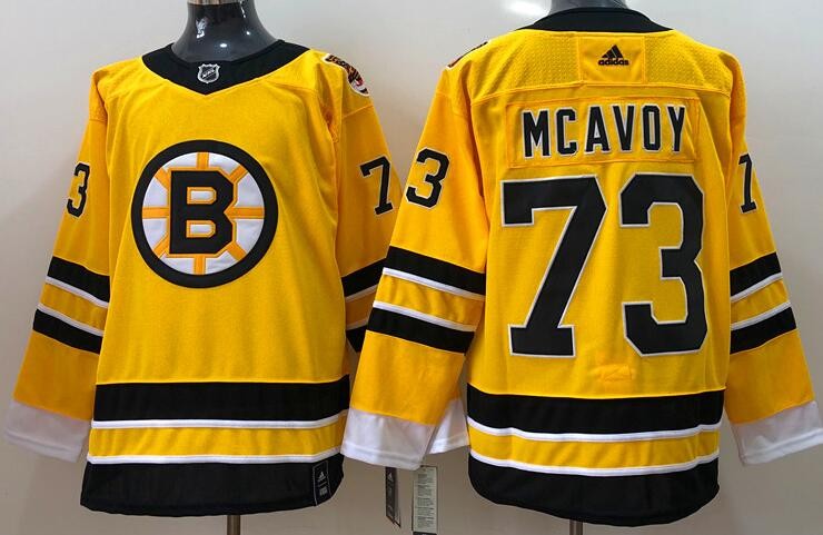 Men's Boston Bruins #73 Charlie McAvoy Gold 2021 Reverse Retro Authentic Jersey