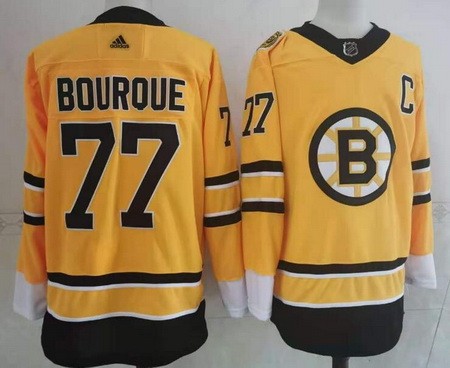 Men's Boston Bruins #77 Ray Bourque Gold 2021 Reverse Retro Authentic Jersey