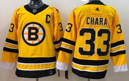 Men's Boston Bruins #33 Zdeno Chara Gold 2021 Reverse Retro Authentic Jersey