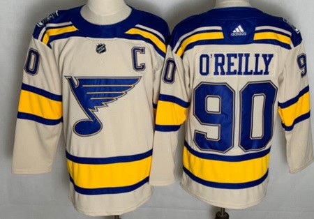Men's St Louis Blues #90 Ryan O'Reilly Cream 2022 Winter Classic Authentic Jersey