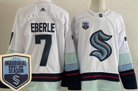 Men's Seattle Kraken #7 Jordan Eberle White 2021-22 Season Inaugural Authentic Jersey