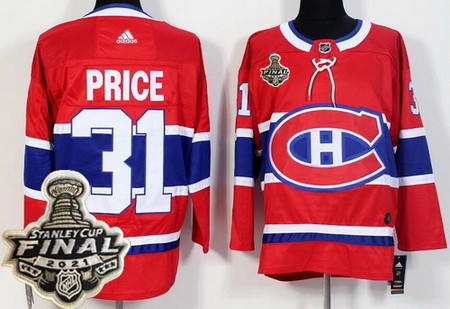 Men's Montreal Canadiens #31 Carey Price Red 2021 Stanley Cup Finals Authentic Jersey