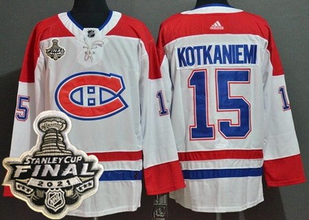 Men's Montreal Canadiens #15 Jesperi Kotkaniemi White 2021 Stanley Cup Finals Authentic Jersey