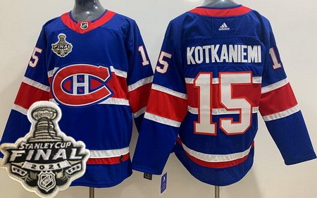 Men's Montreal Canadiens #15 Jesperi Kotkaniemi Blue Special 2021 Stanley Cup Finals Authentic Jersey
