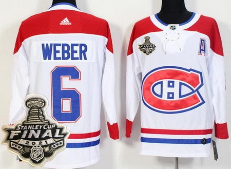 Men's Montreal Canadiens #6 Shea Weber White 2021 Stanley Cup Finals Authentic Jersey