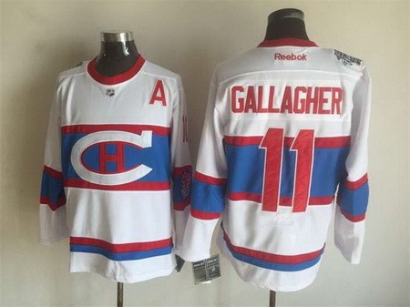 Men's Montreal Canadiens #11 Brendan Gallagher White Throwback Jersey