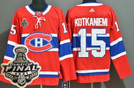 Men's Montreal Canadiens #15 Jesperi Kotkaniemi Red 2021 Stanley Cup Finals Authentic Jersey