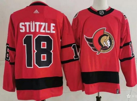 Men's Ottawa Senators #18 Tim Stutzle Red 2021 Reverse Retro Authentic Jersey