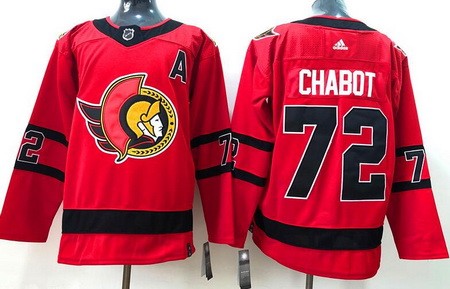 Men's Ottawa Senators #72 Thomas Chabot Red 2021 Reverse Retro Authentic Jersey