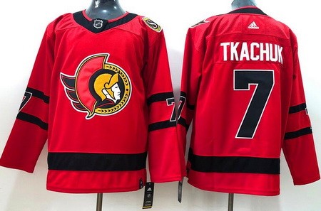 Men's Ottawa Senators #7 Brady Tkachuk Red 2021 Reverse Retro Authentic Jersey
