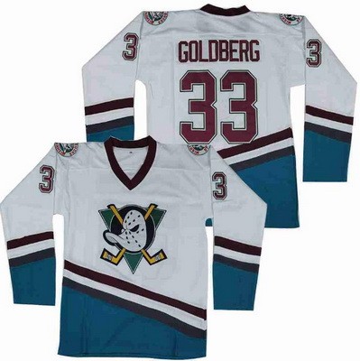 Men's Anaheim Ducks #33 Grey Goldberg White Green Movie Hockey Jersey