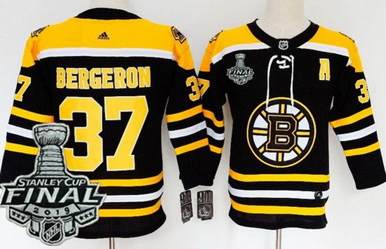 Women's Boston Bruins #37 Patrice Bergeron Black 2019 Stanley Cup Finals Jersey