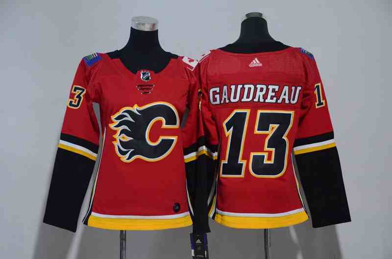 Flames 13 Johnny Gaudreau Red Women Adidas Jersey