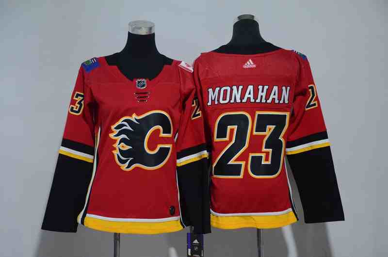 Flames 23 Sean Monahan Red Women Adidas Jersey