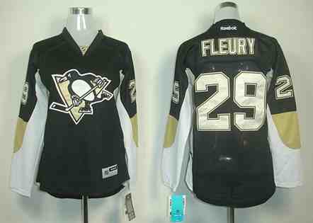 Pittsburgh Penguins 29 Fleury black women jerseys