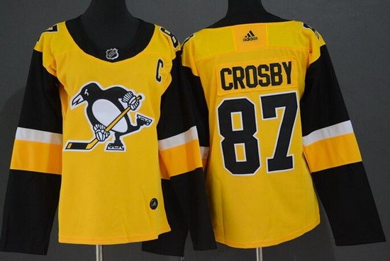 Women's Pittsburgh Penguins #87 Sidney Crosby Yellow Alternate Jersey