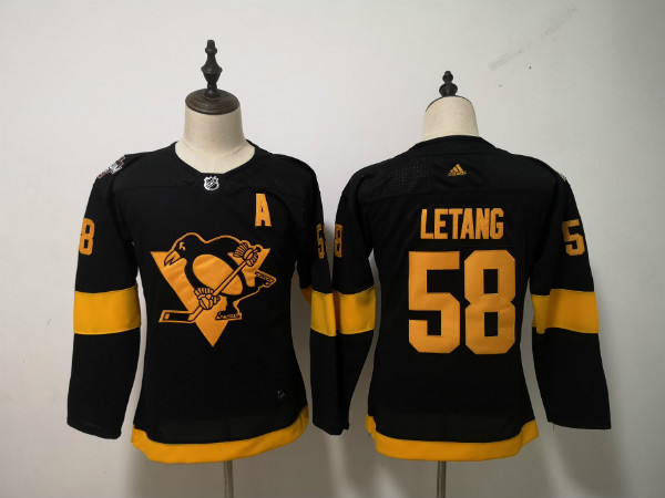 Penguins 58 Kris Letang Black Women  NHL Stadium Series Adidas Jersey