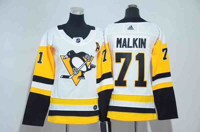 Penguins 71 Evgeni Malkin White Women Adidas Jersey